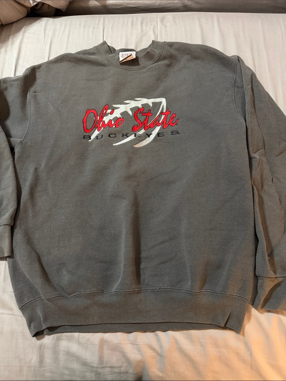 Vintage 90s Ohio State Buckeyes Embroidered Sweatshirt Made in USA Medium